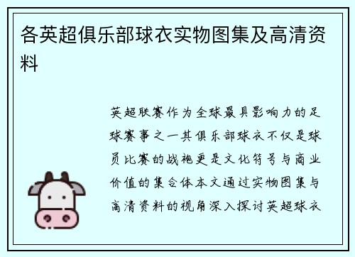 各英超俱乐部球衣实物图集及高清资料